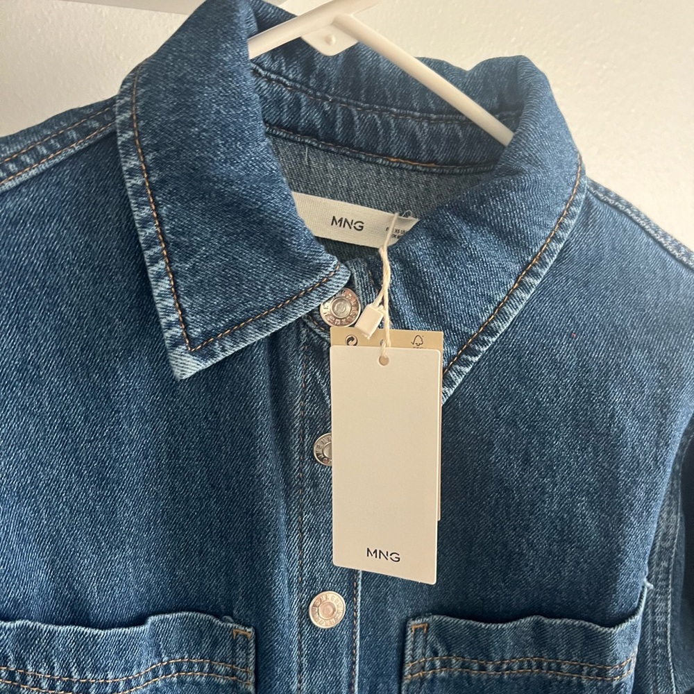MANGO Denim button snap dress